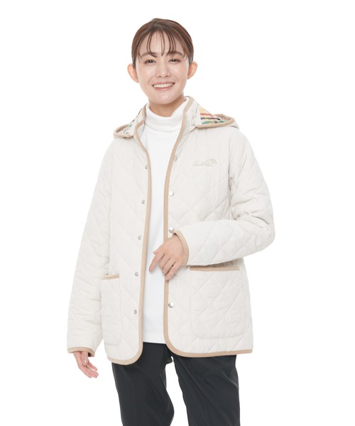 Arnold Palmer（アーノルドパーマー）の「シェア キルティング フード ミドルコート（モッズコート・レディース・ネイビー/アイボリー・LL/S/M/L/XS）」の16枚目の写真