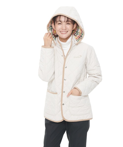 Arnold Palmer（アーノルドパーマー）の「シェア キルティング フード ミドルコート（モッズコート・レディース・ネイビー/アイボリー・LL/S/M/L/XS）」の18枚目の写真