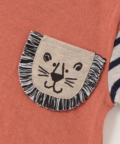 kladskap（クレードスコープ）の「ライオンポケット接結長袖Tシャツ（Tシャツ/カットソー・キッズ・レンガ/ブルー・100cm/110cm/90cm/80ｃｍ）」の7枚目の写真