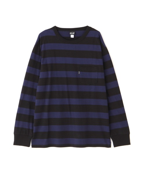 schott（ショット）の「Schott/ショット/WIDE BORDER POCKET T-SHIRT/ワイドボーダー ポケットTシャツ（Tシャツ/カットソー・メンズ・ネイビー/その他4/ブラック/その他/ワイン・2XL/XL/M/L）」の5枚目の写真