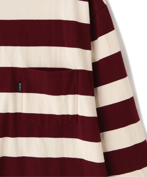 schott（ショット）の「Schott/ショット/WIDE BORDER POCKET T-SHIRT/ワイドボーダー ポケットTシャツ（Tシャツ/カットソー・メンズ・ネイビー/その他4/ブラック/その他/ワイン・2XL/XL/M/L）」の19枚目の写真