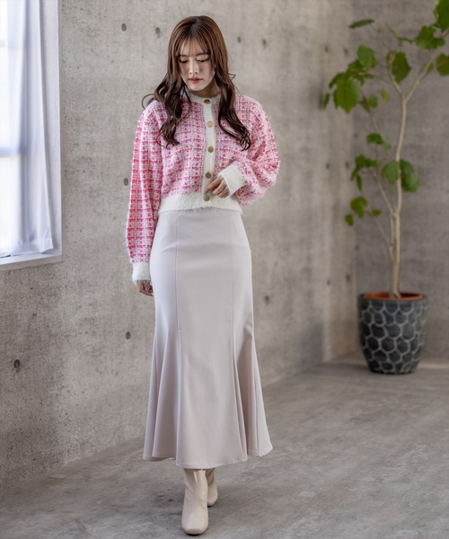 clear(クリア)の「フェザーツイードニットカーディガン(カーディガン/ボレロ・レディース・ピンク/イエロー/ブラック・F)」の12枚目の写真