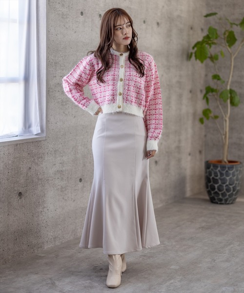 clear(クリア)の「フェザーツイードニットカーディガン(カーディガン/ボレロ・レディース・ピンク/イエロー/ブラック・F)」の13枚目の写真