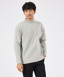 畦編み モックネック ニット プルオーバー