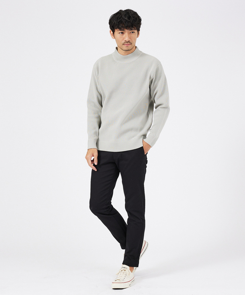 ABAHOUSE GRAY（アバハウスグレイ）の「畦編み モックネック ニット プルオーバー（ニット/セーター・メンズ・ベージュ/ホワイト/グレー/ブラック/グリーン/グレイッシュブルー/ネイビー/オレンジ・46/48）」の9枚目の写真