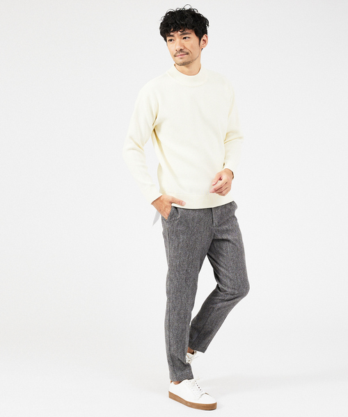 ABAHOUSE GRAY（アバハウスグレイ）の「畦編み モックネック ニット プルオーバー（ニット/セーター・メンズ・ベージュ/ホワイト/グレー/ブラック/グリーン/グレイッシュブルー/ネイビー/オレンジ・46/48）」の19枚目の写真