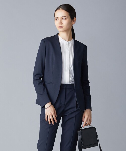 ICB(アイシービー)の「【洗える】 37.5TRストレッチ ノーカラージャケット(ノーカラージャケット・レディース・ネイビー系/ブラック系・00/4/0/6/2)」の1枚目の写真