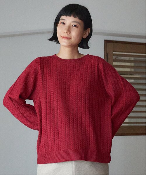 LBC(エルビーシー)の「【ふんわりもちもち】ケーブルニット(ニット/セーター・レディース・レッド/ダークグリーン/ホワイト/ブラック・L/M)」の19枚目の写真