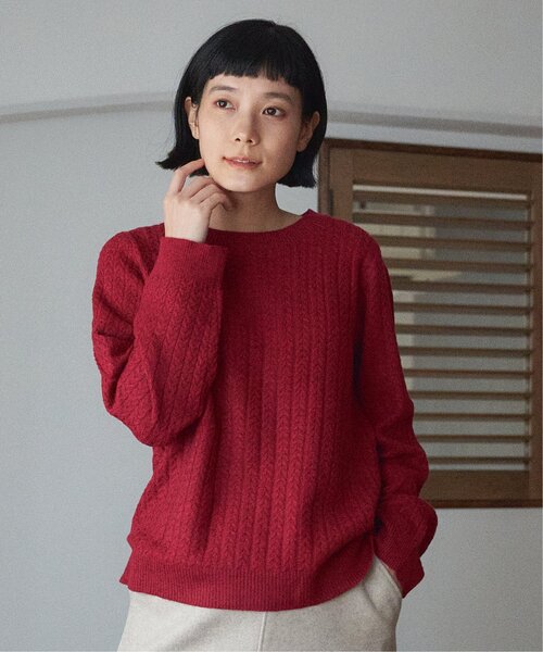 LBC(エルビーシー)の「【ふんわりもちもち】ケーブルニット(ニット/セーター・レディース・レッド/ダークグリーン/ホワイト/ブラック・L/M)」の21枚目の写真