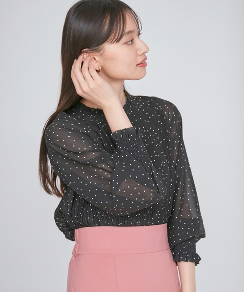 【洗える】シフォンプリーツブラウス