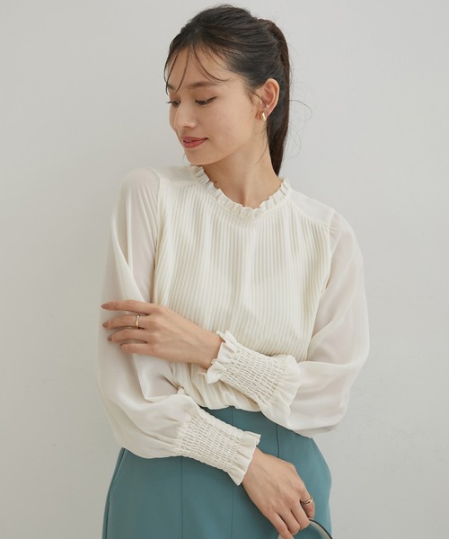 【洗える】シフォンプリーツブラウス