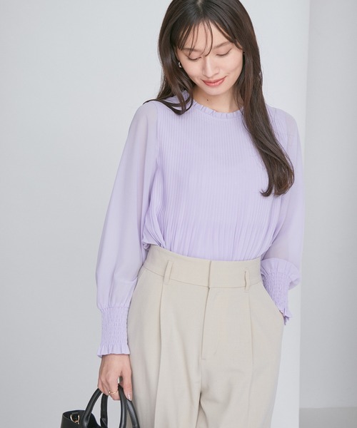 【洗える】シフォンプリーツブラウス