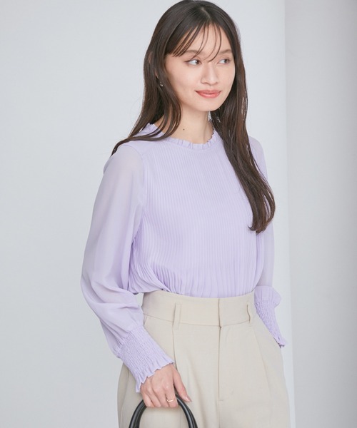 【洗える】シフォンプリーツブラウス