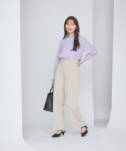 【洗える】シフォンプリーツブラウス