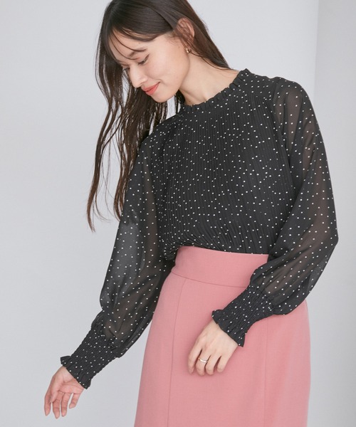 【洗える】シフォンプリーツブラウス