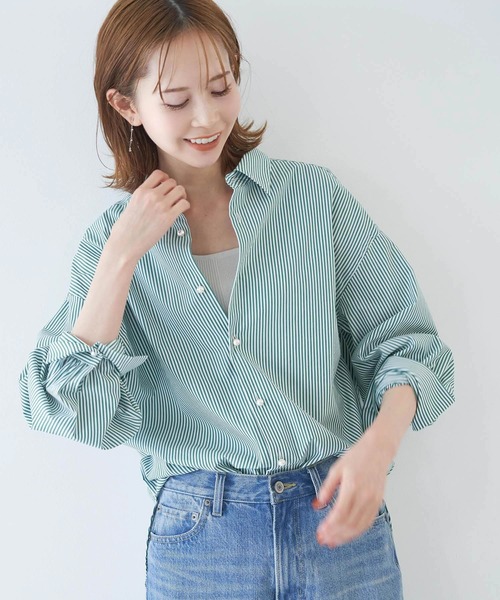 ROPE' PICNIC（ロペピクニック）の「パール釦シャツ（シャツ/ブラウス・レディース・サックスブルー/ネイビー/ベージュ/グリーン/ホワイト・38）」の11枚目の写真