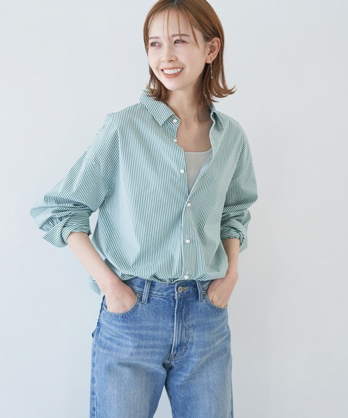 ROPE' PICNIC（ロペピクニック）の「パール釦シャツ（シャツ/ブラウス・レディース・サックスブルー/ネイビー/ベージュ/グリーン/ホワイト・38）」の12枚目の写真