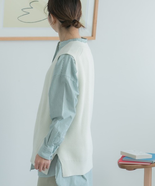 FORK&SPOON（フォークアンドスプーン）の「FORK&SPOON　ハイツイスト両畦ベスト（ベスト・レディース・オフホワイト/ネイビー・1）」の18枚目の写真