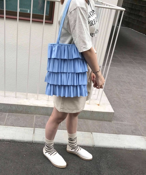 Casselini(キャセリーニ)の「Casselini(キャセリーニ)プリーツフリルトート(トートバッグ・レディース・ベージュ/イエロー/ブルー/ブラック・FREE)」の19枚目の写真