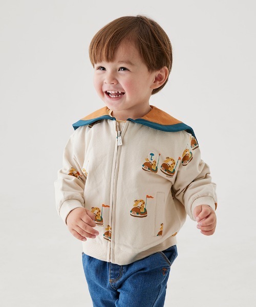 moimoln(モイモルン)の「ベリーZIPアップブルゾン(ブルゾン・キッズ・ベージュ・90cm/100cm/110cm/120cm)」の1枚目の写真