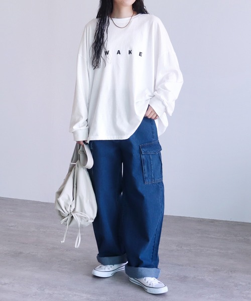 tシャツ オーバーサイズロゴロンT レディース ゆるっとルーズ感！オーバーサイズロゴロンT（Tシャツ