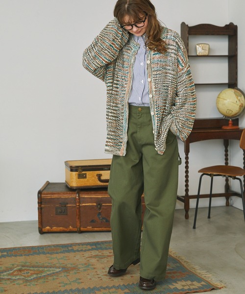 MONO-MART LADY'S（モノマートレディース）の「ハイウエストワイドストレートペインターパンツ（デニムパンツ・レディース・インディゴブルー/グレー/サックスブルー/カーキ・S/M）」の6枚目の写真