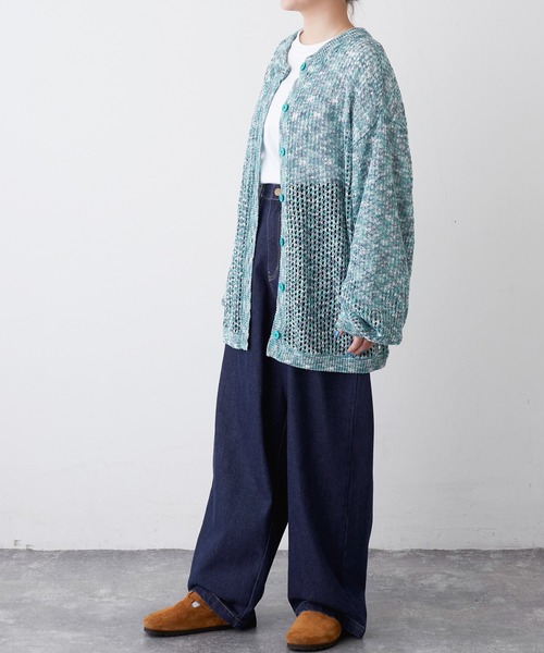 MONO-MART LADY'S（モノマートレディース）の「ハイウエストワイドストレートペインターパンツ（デニムパンツ・レディース・インディゴブルー/グレー/サックスブルー/カーキ・S/M）」の12枚目の写真