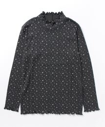 Samansa Mos2 | パターンメッシュ花柄ハイネックカットソー(Tシャツ/カットソー)