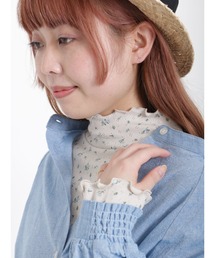 Samansa Mos2 | パターンメッシュ花柄ハイネックカットソー(Tシャツ/カットソー)