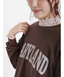 Samansa Mos2 | パターンメッシュ花柄ハイネックカットソー(Tシャツ/カットソー)