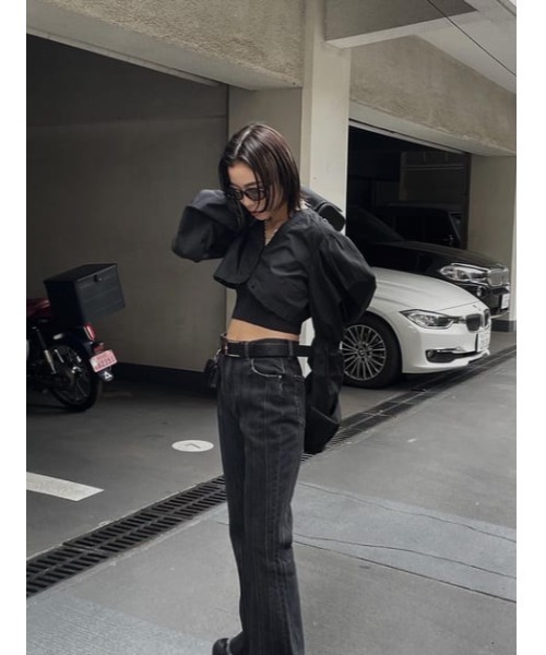 SLY（スライ）の「JW STRIPE PATCHWORK FLARE PT-E ジャストウエスト