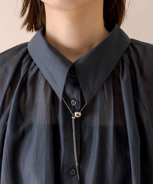 mline（エムライン）の「[mline]シアーギャザーシャツ（シャツ/ブラウス・レディース・ネイビー/グレー/オフホワイト/パープル・FREE）」の21枚目の写真