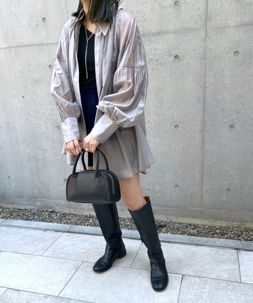 mline（エムライン）の「[mline]シアーギャザーシャツ（シャツ/ブラウス・レディース・ネイビー/グレー/オフホワイト/パープル・FREE）」の10枚目の写真