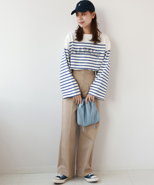 JOURNAL STANDARD relume（ジャーナルスタンダード　レリューム）の「LOGOボーダープルオーバー（Tシャツ/カットソー・レディース・ネイビー/ブルー系その他/パープル・FREE）」の9枚目の写真