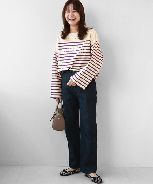 JOURNAL STANDARD relume（ジャーナルスタンダード　レリューム）の「LOGOボーダープルオーバー（Tシャツ/カットソー・レディース・ネイビー/ブルー系その他/パープル・FREE）」の14枚目の写真