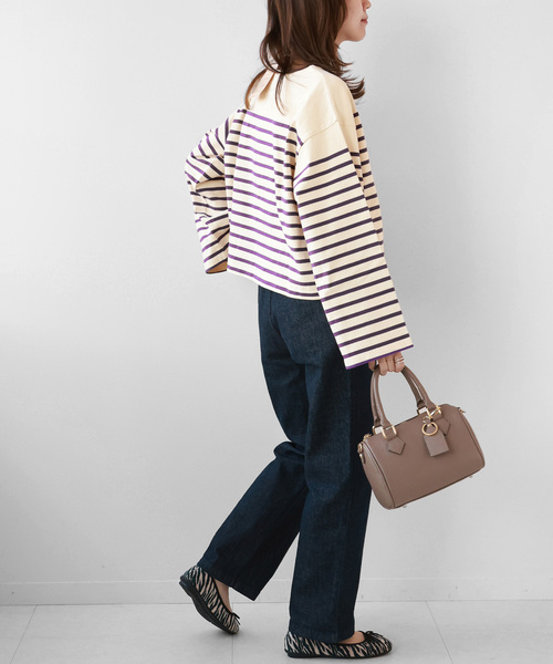 JOURNAL STANDARD relume（ジャーナルスタンダード　レリューム）の「LOGOボーダープルオーバー（Tシャツ/カットソー・レディース・ネイビー/ブルー系その他/パープル・FREE）」の10枚目の写真