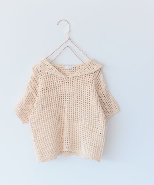 LOWRYS FARM(ローリーズファーム)の「メッシュニットセーラー 191157(ニット/セーター・キッズ・ブラック/アイボリー・110cm/130cm/150cm)」の2枚目の写真