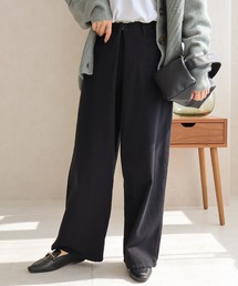 ハイウエストホックタックワイドデニムパンツ