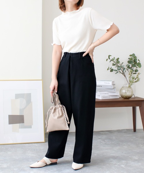 Social GIRL(ソーシャルガール)の「ハイウエストホックタックワイドデニムパンツ(デニムパンツ・レディース・ブラック/サックスブルー/オフホワイト/ブルー・M/L)」の14枚目の写真