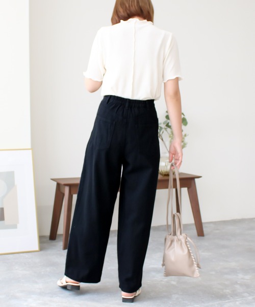 Social GIRL(ソーシャルガール)の「ハイウエストホックタックワイドデニムパンツ(デニムパンツ・レディース・ブラック/サックスブルー/オフホワイト/ブルー・M/L)」の16枚目の写真