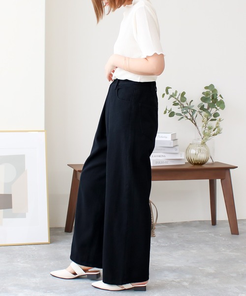 Social GIRL(ソーシャルガール)の「ハイウエストホックタックワイドデニムパンツ(デニムパンツ・レディース・ブラック/サックスブルー/オフホワイト/ブルー・M/L)」の15枚目の写真