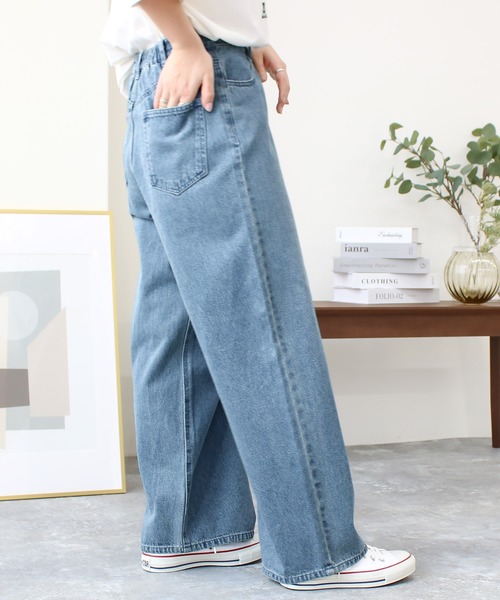 Social GIRL(ソーシャルガール)の「ハイウエストホックタックワイドデニムパンツ(デニムパンツ・レディース・ブラック/サックスブルー/オフホワイト/ブルー・M/L)」の21枚目の写真