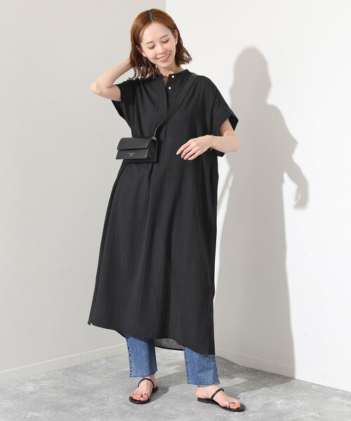 【美品】スローブイエナ ボクシーシャツワンピース 近年モデル シャドーストライプ 美品】スローブイエナ ボクシーシャツワンピース 近年モデル