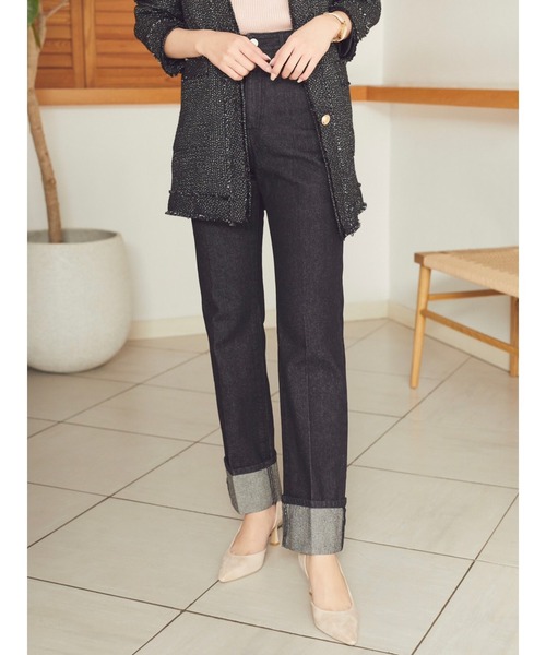 HALUHIROINE（ハルヒロイン）の「ロールアップストレートデニム（デニムパンツ・レディース・ブラック/ブルー系その他・S/M）」の8枚目の写真