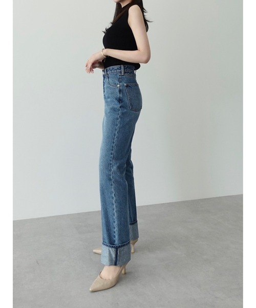 HALUHIROINE（ハルヒロイン）の「ロールアップストレートデニム（デニムパンツ・レディース・ブラック/ブルー系その他・S/M）」の6枚目の写真