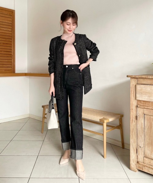 HALUHIROINE（ハルヒロイン）の「ロールアップストレートデニム（デニムパンツ・レディース・ブラック/ブルー系その他・S/M）」の9枚目の写真