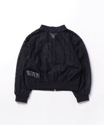 ○★訳有り新品未使用　アニエスベー　ストライプレースブルゾン　38(M)　白 訳有り 新品未使用 agnes b （アニエスベー） ストライプレース
