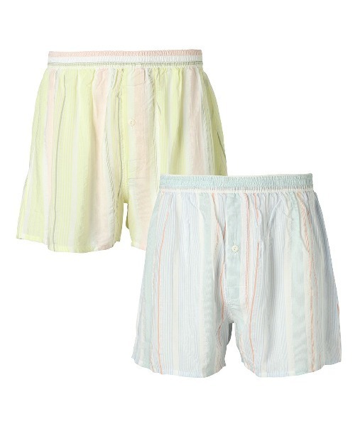 KID BLUE（キッドブルー）の「キッドブルー -23CRサッカーストライプ -【メンズ】トランクス -MIUI535 -kidblue（トランクス・メンズ・ライム/サックスブルー・M/L）」の2枚目の写真