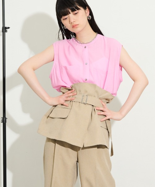 THE YOn(ザヨン)の「ヘリンボーンラップベルトデザイントップス(その他トップス・レディース・ベージュ/グレー/ブラック・FREE)」の3枚目の写真