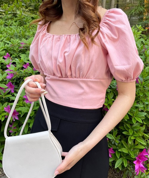 SPIGA（スピーガ）の「ﾊﾞｯｸﾘﾎﾞﾝ2way半袖ﾌﾞﾗｳｽ（シャツ/ブラウス・レディース・ピンク/グリーン/ホワイト/ブラック/ブルー・FREE）」の5枚目の写真